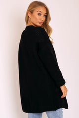 Black Knitted Oversized Pocket Detail Cardigan - Anna-Cardigans