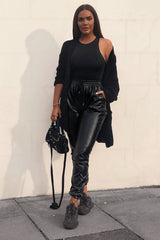 Black Knitted Oversized Pocket Detail Cardigan - Anna-Cardigans