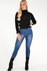 Black Knitted Ruffle Jumper with Elasticated hems - Eve-Jumper