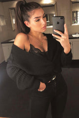 Black Knot Back Knit Jumper - Kerri-Jumper