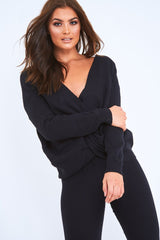 Black Knot Front Knit Loungewear Set - Lorelei-Loungewear