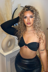 Black Knot Front One Sleeve Crop Top - Yeliz