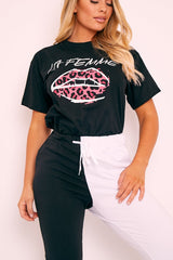 Black La Femme Pink Lip T-shirt - Hatley-T-shirt