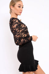 Black Lace Bodycon Dress - Stacey-Dresses