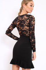 Black Lace Bodycon Dress - Stacey-Dresses