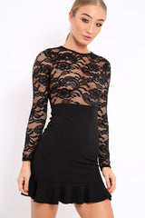 Black Lace Bodycon Dress - Stacey-Dresses