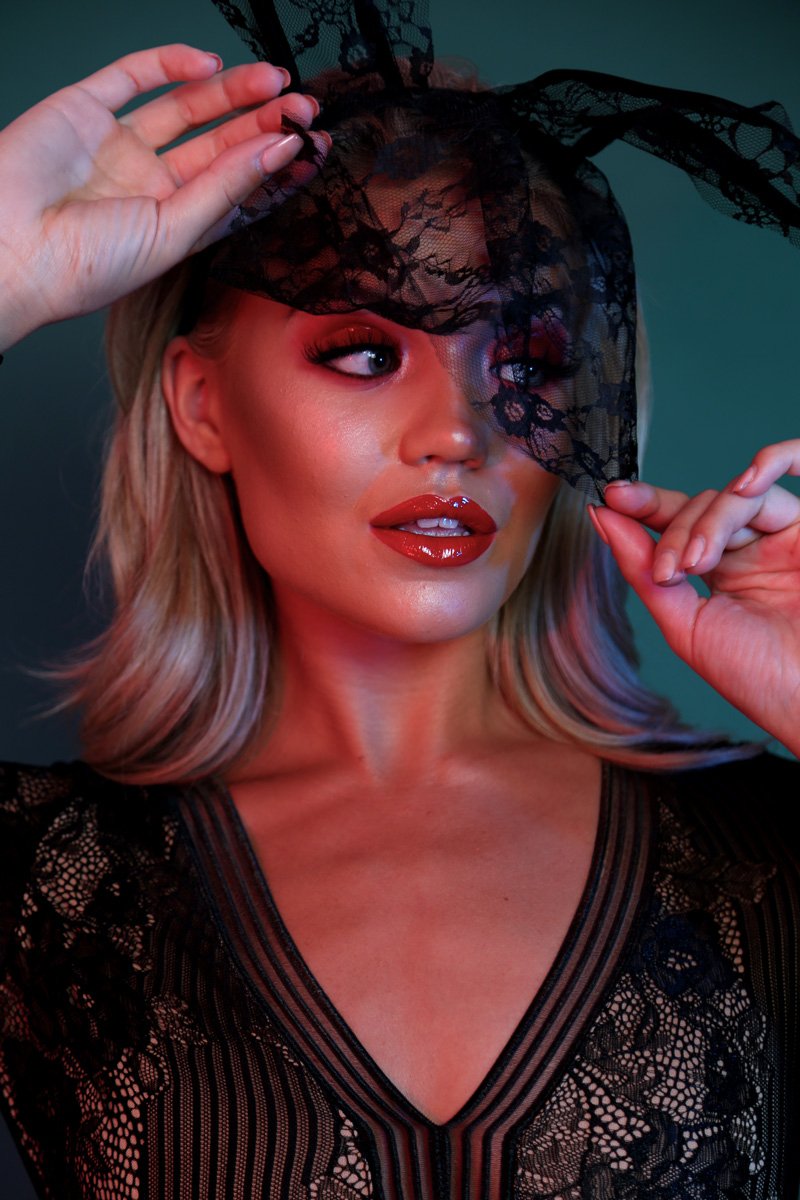 Black Lace Bunny Ear Headband - Lalani-Hair