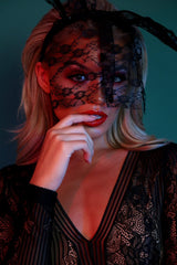 Black Lace Bunny Ear Headband - Lalani-Hair