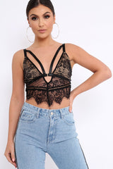 Black Lace Clasp Front Bralet - Alline-Bralets