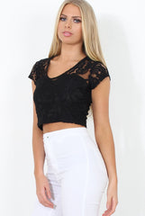 Black Lace Crop Top - Gina-Crop Tops
