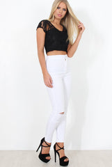 Black Lace Crop Top - Gina-Crop Tops