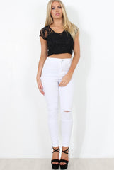 Black Lace Crop Top - Gina-Crop Tops