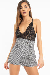 Black Lace Cross Back Bodysuit - Brogan-Bodysuits