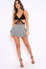 Black Lace Cut Out Bodysuit - Brina-Bodysuits