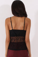 Black Lace Drawstring Top - Livia-Tops