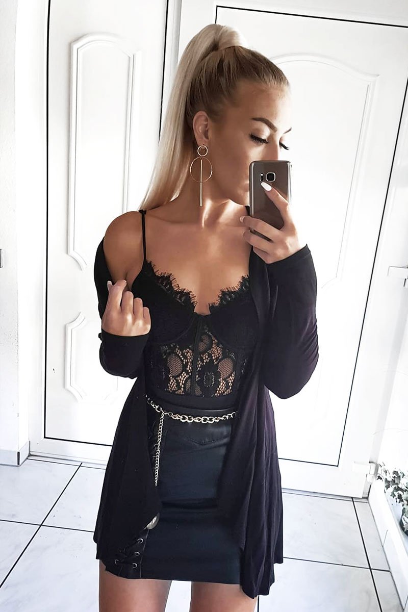 Black Lace Flower Bodysuit - Faylen – Rebellious Fashion