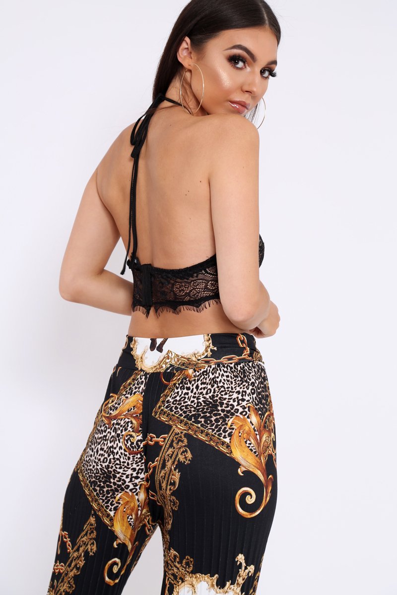 Black Lace Halterneck Bralet - Clem-Bralets