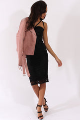 Black Lace Harness Midi Dress - Elspeth-Dresses