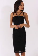 Black Lace Harness Midi Dress - Elspeth-Dresses