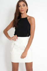 Black Lace High Neck Open Back Bodysuit - Chiara-Bodysuits