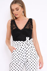 Black Lace Plunge Front Padded Bodysuit - Kaarla-Bodysuits