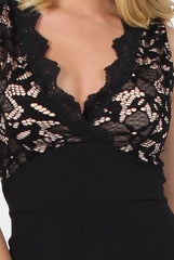 Black Lace Plunge Jumpsuit - Stella-Jumpsuits