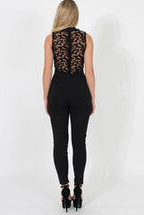 Black Lace Plunge Jumpsuit - Stella-Jumpsuits