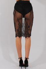 Black Lace Sheer Bodycon Skirt - Chloe-Skirts