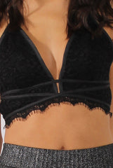 Black Lace Strappy Back Bralet - Saffy-Bralets