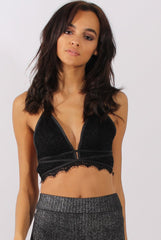 Black Lace Strappy Back Bralet - Saffy-Bralets