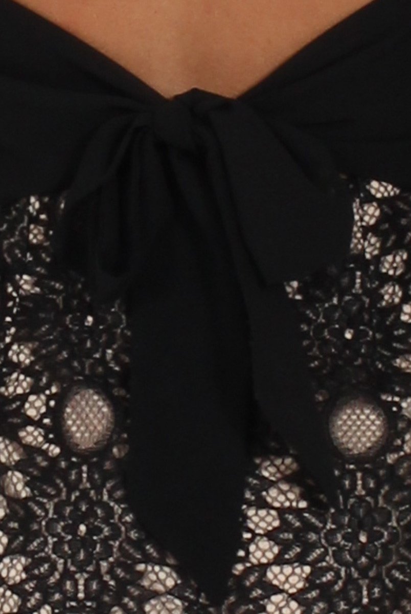 Black Lace Tie Open Back Dress - Bronwyn-Dresses