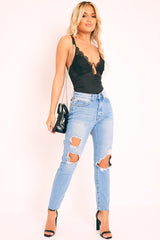 Black Lace Underwired Cup Detail Bodysuit - Mariah-Bodysuits