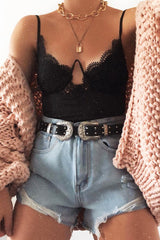 Black Lace Underwired Cup Detail Bodysuit - Mariah-Bodysuits