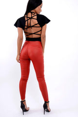 Black Lace Up Back Bodysuit - Kyra-Bodysuits