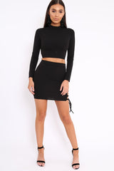 Black Lace Up Detail Co-ord - Blakely-Co-ords