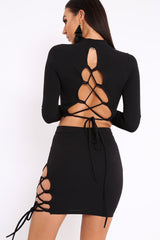 Black Lace Up Detail Co-ord - Blakely-Co-ords