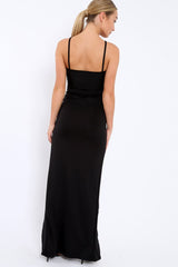 Black Lace Up Front Front Dress - Kailani-Dresses