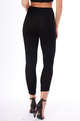 Black Lace Up Front Leggings - Tammie-Leggings