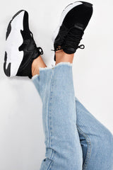 Black Lace Up Glitter Mesh Trainers - Tasmina-Trainers