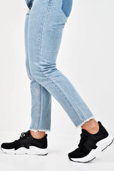 Black Lace Up Glitter Mesh Trainers - Tasmina-Trainers