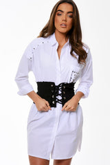 Black Lace Up Raw Edge Corset Belt - Missy-Belts