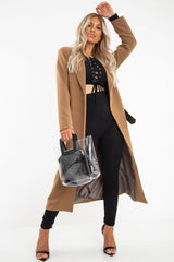 Black Lace Up Rib Crop Top Trousers Loungewear Set - Jesi-Loungewear