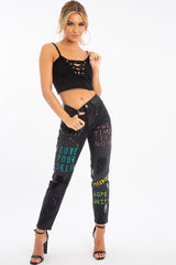 Black Lace Up Ribbed Crop top - Prisha-Crop Tops