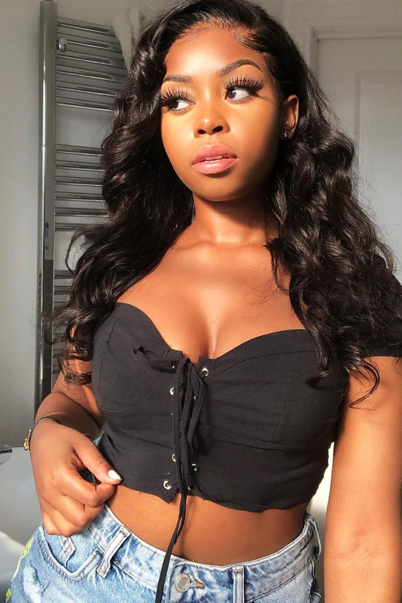 Black Lace Up Sweetheart Puff Sleeve Crop Top - Kandis-Crop Tops