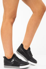 Black Lace Up Trainers with Contrast Sole - Clarrie-Trainers