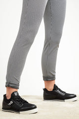 Black Lace Up Trainers with Contrast Sole - Clarrie-Trainers