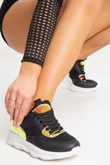 Black Lace Up Trainers with Iridescent Detail - Hydie-Trainers