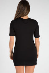 Black Lace Up Wild Souls Graphic T-Shirt Dress - Ruby-Dresses