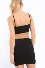 Black Lace up Front Co-ord Set - Presley-Co-ords