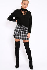 Black Lace up Jumper - Deena-Jumper